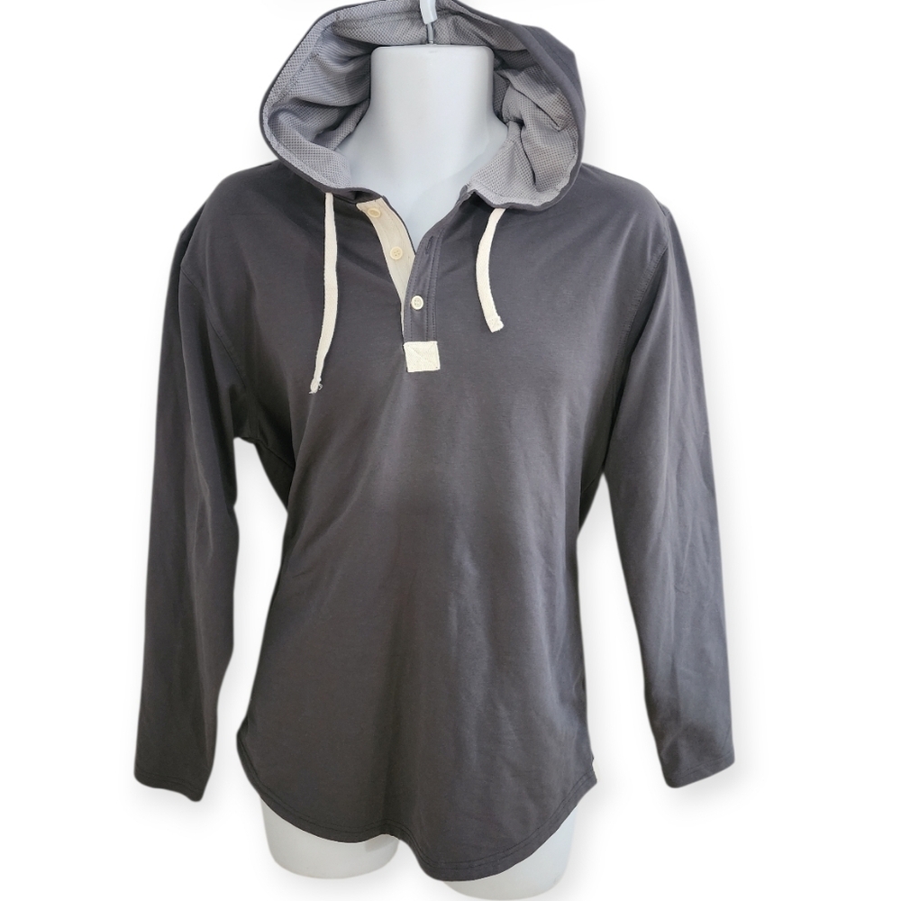BYLT Drop-Cut: LUX Hooded Henley Performance Sweater Men's Size M